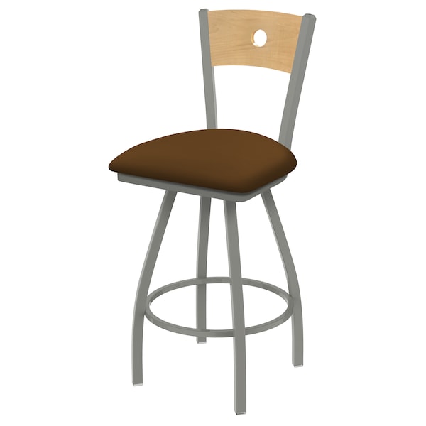 30" Swivel Counter Stool, SS Finish, Nat Back, Canter Thatch Seat